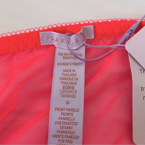 SavagexFenty Foiled Springs Embroidery String Bikini Panty-Neon Pink-Size 3X-NWT - Picture 7 of 7